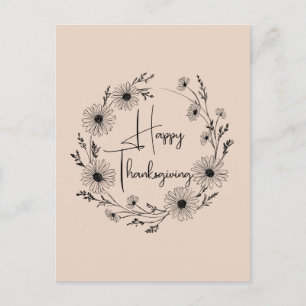 Floral wreath design with daisies, postcard
