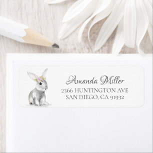 Floral Wreath Easter Bunny Return Address Label