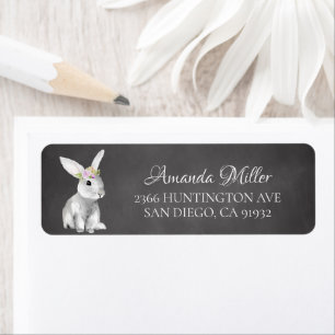 Floral Wreath Easter Bunny Return Address Label