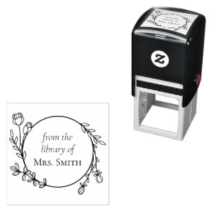 Floral Wreath From the Library Of Self-inking Stamp