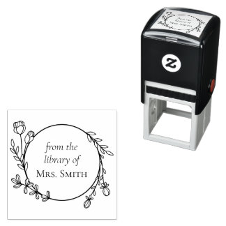 Floral Wreath From the Library Of Self-inking Stamp