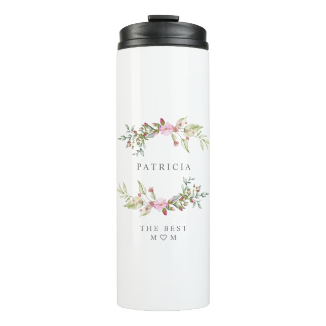 Floral Wreath Garland in Pink Tones for Mohter Thermal Tumbler (Front)