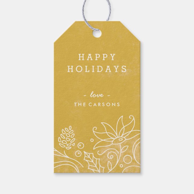 Floral Wreath Gift Tag - Gold (Front)