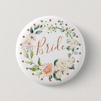Floral wreath & green leaves, polka dot Bride