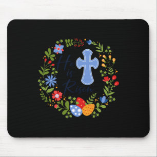 Floral Wreath He Is Risen Jesus Christian Happy Ea Mouse Mat