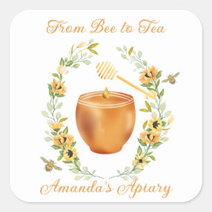 Floral Wreath Honey Pot Bee Sticker