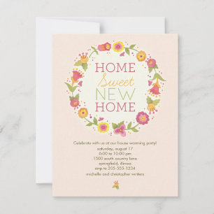 Floral Wreath House Warming Party Invitations