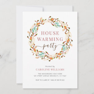 floral wreath housewarming  invitation