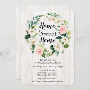 Floral Wreath Housewarming Invitation