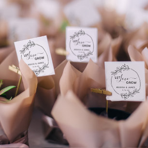 Floral Wreath Let Love Grow Wedding Rubber Stamp