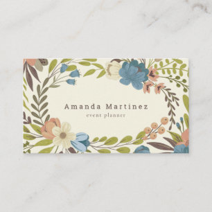 Floral Wreath Light Yellow Business Card