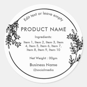 Floral Wreath List of Ingredients Product Label