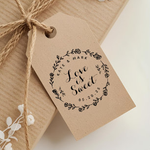Floral Wreath Love is Sweet Wedding Favor Rubber Stamp