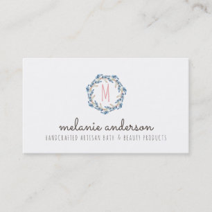 Floral Wreath Monogram Business Card