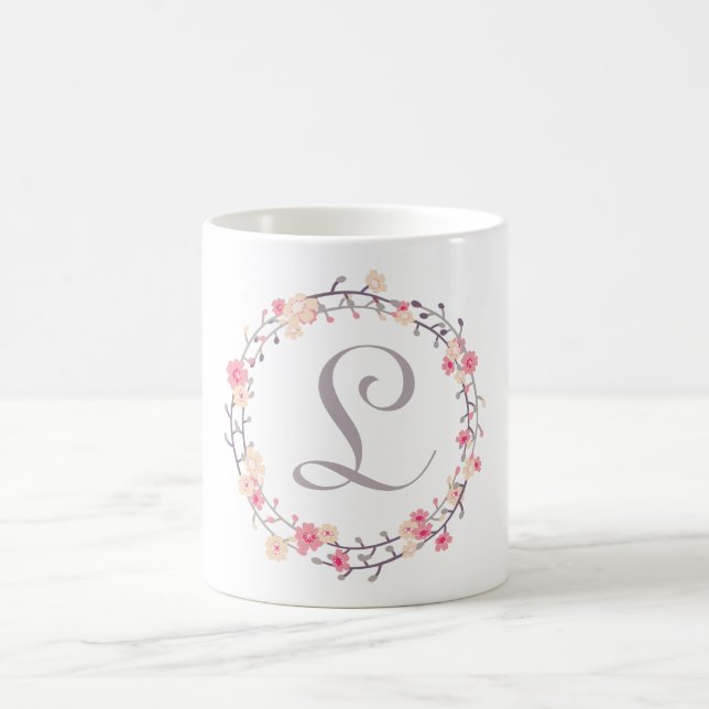 Floral Wreath Monogram Coffee Mug (Center)
