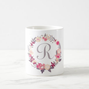Floral Wreath Monogram Coffee Mug