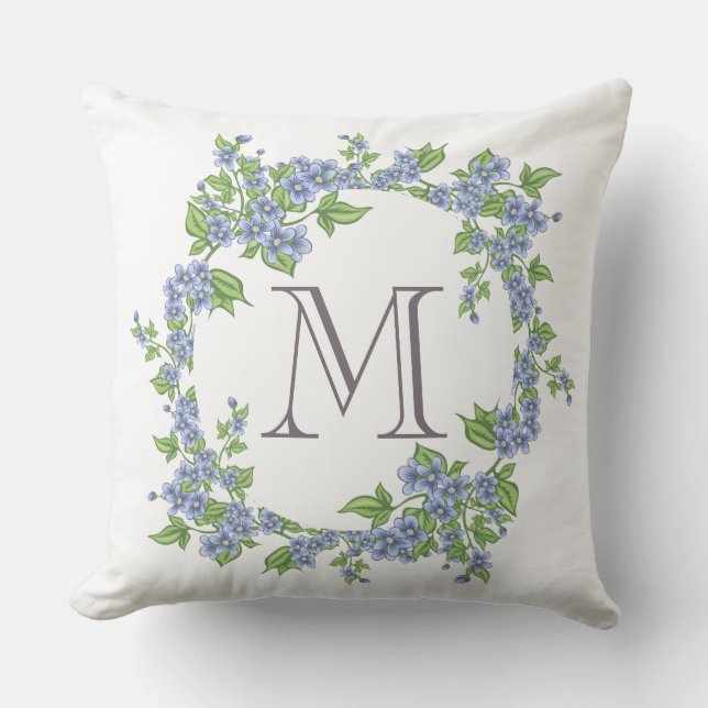 Floral Wreath Monogram Cushion (Front)