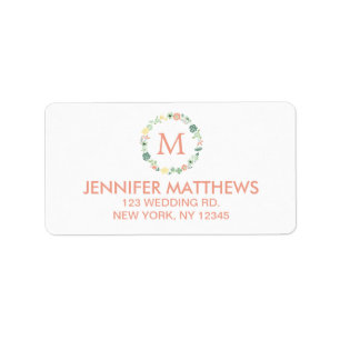 FLORAL WREATH MONOGRAM LABEL