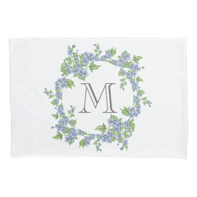 Floral Wreath Monogram Pillowcase (Front)
