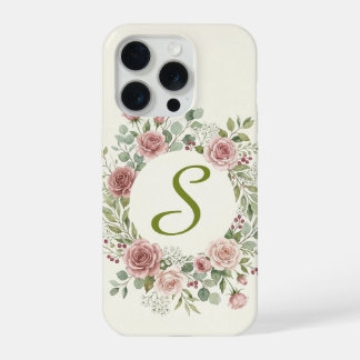 Floral Wreath Monogram S iPhone Case | Blush Rose