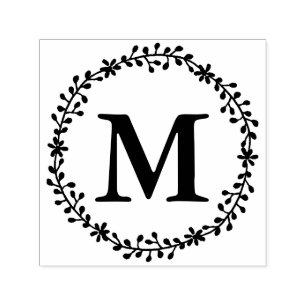 Floral Wreath Monogram Stamp