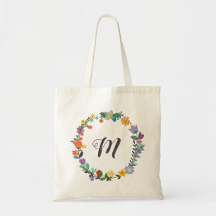 Floral Wreath Monogram Tote - Charlie Bag