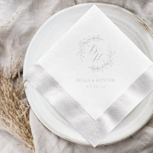 Floral Wreath Monogram Wedding Foil Napkins