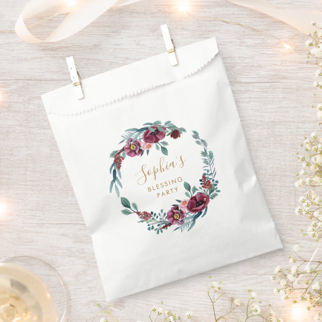 Floral Wreath Mother and Baby Blessing Party Favour Bags (Clipped)