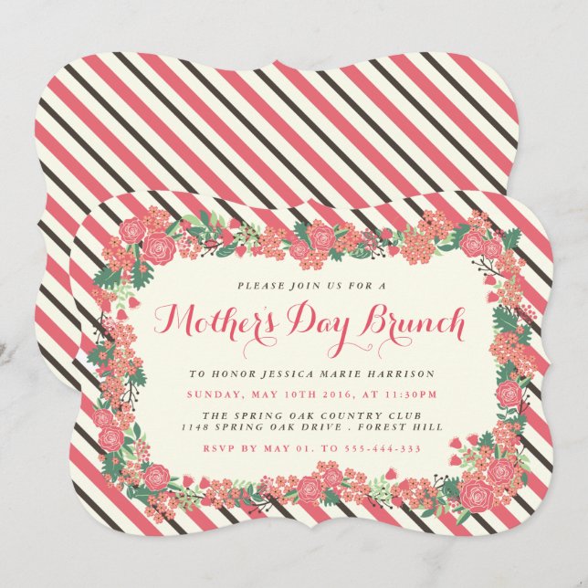 Floral Wreath Mother's Day Brunch Invitation (Front/Back)