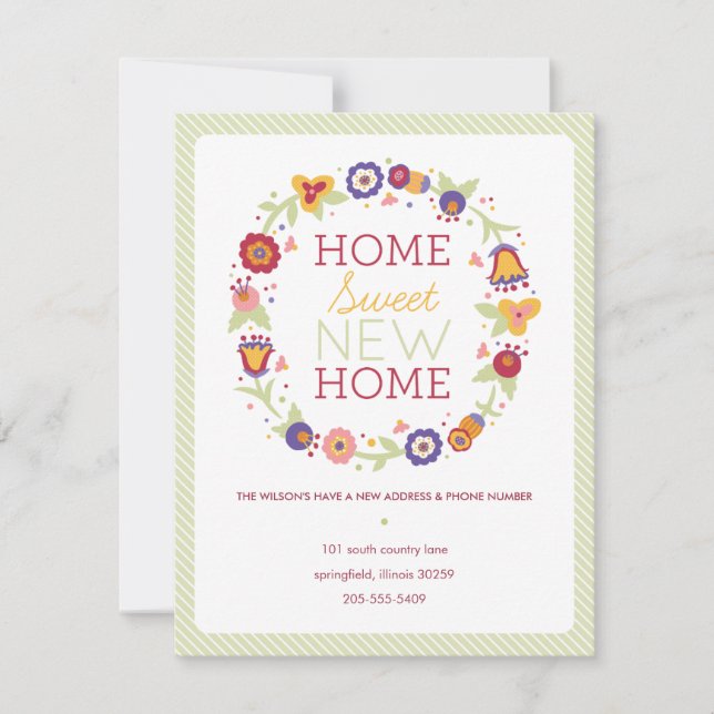 Floral Wreath Moving Announcement (Front)