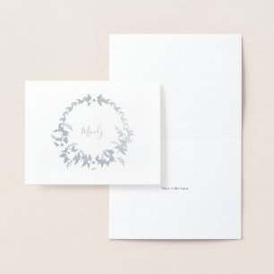 Floral Wreath Name Stationery Foil Card