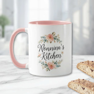 Floral Wreath Nonnina's Kitchen  Mug