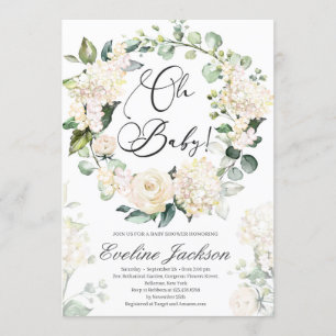 Floral Wreath Oh Baby Shower Invitation