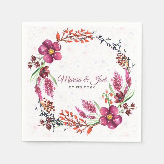 Floral Wreath Over Delicate flowers Napkin (Front)