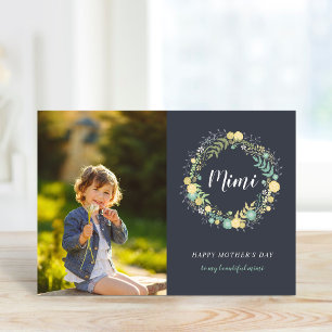 Floral Wreath Personalised Mother's Day Photo Card