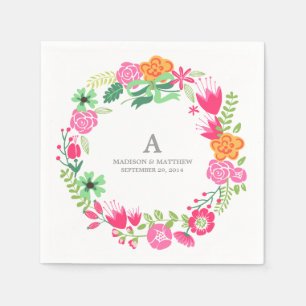 Floral Wreath Personalised Paper Napkins