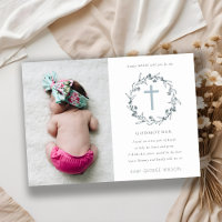 Floral Wreath Photo Godmother Proposal Invite