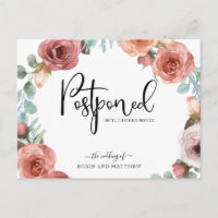 Floral Wreath Postponement Wedding Announcement
