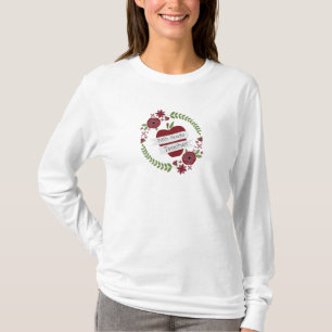 Floral Wreath Red Apple Fifth Grade Teacher T-Shirt