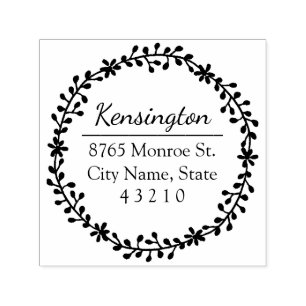 Floral Wreath Return Address Stamp