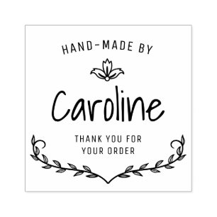floral wreath script handmade rubber stamp
