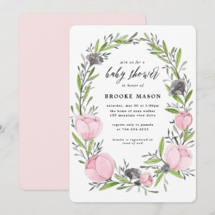 Floral Wreath Spring Baby Shower Invitation