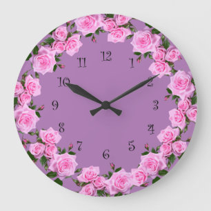 Floral Wreath Style Elegant Wall Large Clock