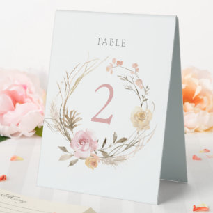 floral wreath table number sign