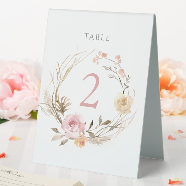 floral wreath table number sign (In SItu (Wedding))