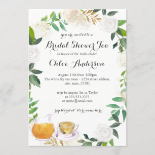 Floral Wreath Teacup Bridal Shower Invitation