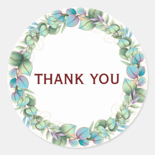 Floral Wreath Thank You Classic Round Sticker