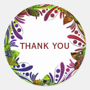 Floral Wreath Thank You Classic Round Sticker