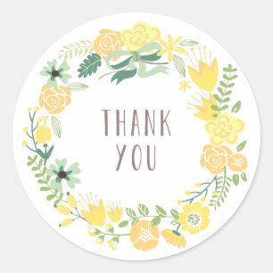 Floral Wreath Thank You Stickers