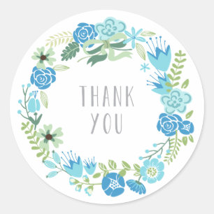 Floral Wreath   Thank You Stickers